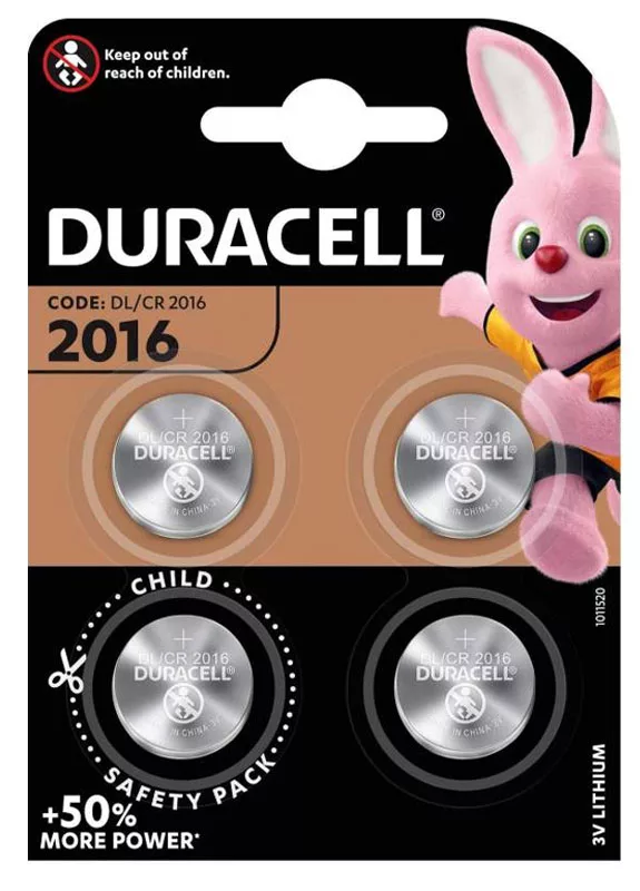 Duracell CR2016 (1 blister pack of 4 batteries)