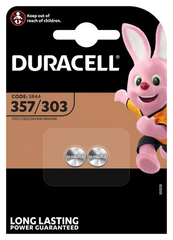 Duracell 357/303 (1 blister de 2 batteries)